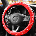 YOGURTCK Cute Diamond Soft Leather Anti-Slip Steering Wheel Cover with Bling Bling Crystal Rhinestones, Universal 15 Inch for Women Girls, Fit Vehicles, Sedans, SUVs, Vans, Trucks - Red - color: A-Red