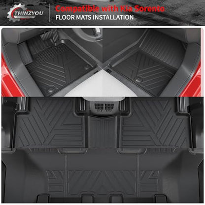 Floor Mats Compatible with 2021-2025 2026 Kia Sorento 6&7 Passenger Cargo Mat TPE Back Seat Cover Protector 2024 Sorento Accessories (Fit 6&7 Seats,Trunk Mat with Backrest Mats+Floor Mats) - style: For Kia Sorento | 2021-2026