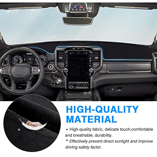 Autorder Dashboard Cover Mat for 2019-2023 2024 2025 2026 Dodge Ram 1500 2500 3500 Accessories Dash Cover Flannel Dash Mat Sunshade Glare UV Rays Protector Black - size: 2019-2026 Dodge Ram