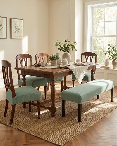 CRFATOP Jacquard Dining Room Chairs Seat Covers Set of 4 with Soft Bench Chair Cover Stretch Kitchen Chair Slipcover Washable Seat Cushion Slipcover Protector for Hotel Ceremony Banquet Wedding,B17 - color: Jacquard B17