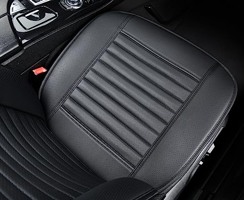 2pc Car Seat Covers, Luxury Car Protectors, Universal Anti-Slip Driver Seat Covers, Edge Wrapping Front Car Seat Covers with PU Leather(Black) - color: Black, size: 2x Front Seat Covers