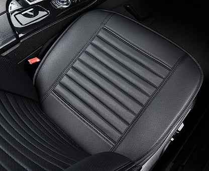 2pc Car Seat Covers, Luxury Car Protectors, Universal Anti-Slip Driver Seat Covers, Edge Wrapping Front Car Seat Covers with PU Leather(Black) - color: Black, size: 2x Front Seat Covers