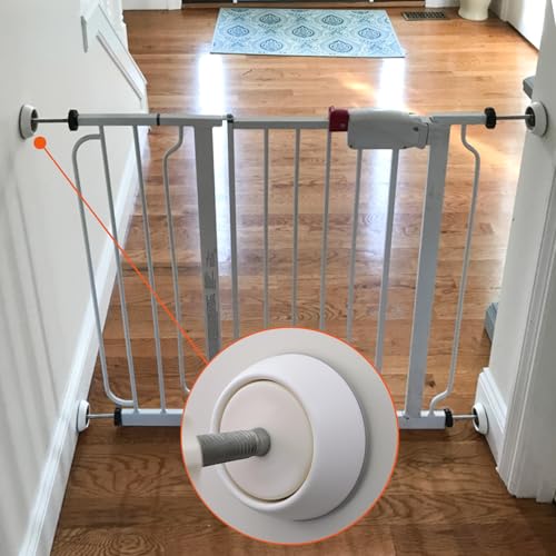 MAJAVI Baby Gate Wall Protector Wall Cups Protect Walls for Pressure Mounted Pet Dog Gate 4 Pack (4, Wall Cups White)