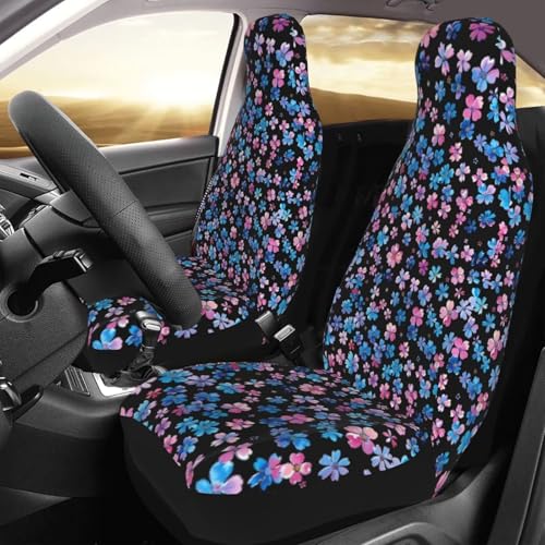 Car Seat Covers Full Set of 2 Blue and Pink Cherry Blossom Auto Seat Protector Polyester Fabric Front Seat Rear Bucket Seat Cover Universal fit for SUV Truck Van Sedans, Cute Floral - color: Pink Cherry Blossom