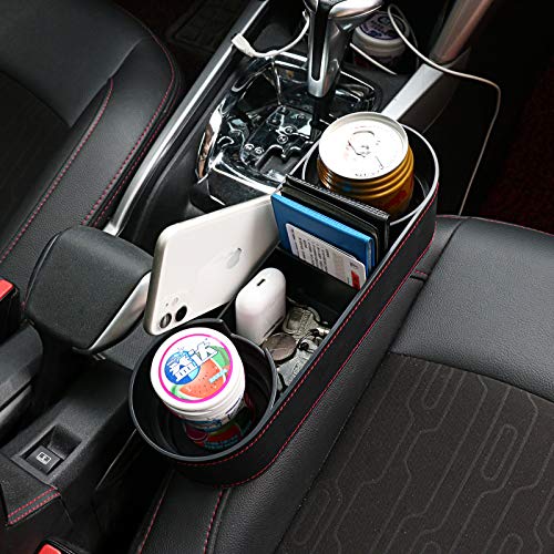 Car Seat Organizer Cup Drink Holders,Multifunctional Gap Filler Storage Box,Insert Organization Helps Reduce Distracted Driving&Holds Phone Mount Mug Bottle Cellphones Coasters Wallet Cards (Black) - color: UGBD-Black