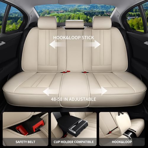Car Seat Covers Full Set Fit for WRX 2015-2026, Automotive Luxury Faux Leather Seat Covers 5 Seats, Breathable Anti-Slip Seat Protectors with Lumbar Support (Beige,Full Set) - color: Beige, size: Fit for WRX