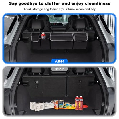 Trunk Organizer - Car Organizer, Foldable Trunk organizer for SUV/MPV/Truck, Collapsible Car Storage Bag with 4 Pockets, Black, 40.16"×11.02"