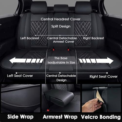Car Seat Covers for Wrangler 2007-2026, Leather Car Seat Covers Full Set, Waterproof & Durable, Black Diamond Pattern Automotive Seat Covers - size: Wrangler Full Set