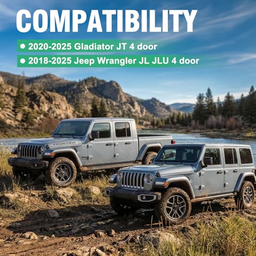 HOCHO Fit for Jeep Door Sill Guards, Upgraded Thicker Rubber US Flag Pattern Door Sill Guards Fit for 2018-2025 Jeep Wrangler JL JLU Accessories & Gladiator Accessories 4 Doors