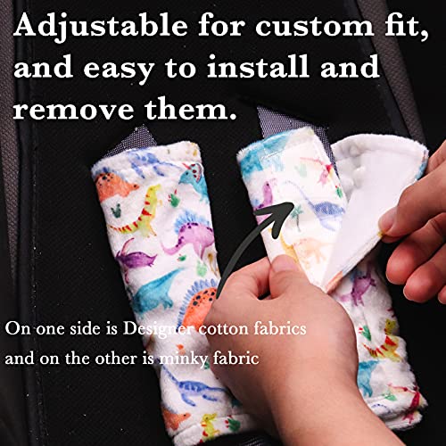 Baby Car Seat Belt Covers for Boys and Girls, Carseat Shoulder Padding, Soft Car Seat Neck Cover, Mink Car Seat Straps Shoulder Pads, Dinosaur Stroller Strap Cover for Baby Kids,White - color: White dinosaur