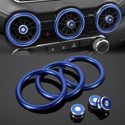 TOMALL 6pcs Aluminum AC Vent Outlet Ring Cover Compatible with Nissan 14th Gen Sentra 2020 2021 2022 2023 2024 2025 Air Conditioning Vent Trim Decoration Interior Accessories (Blue)