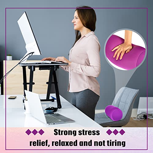 Geelin 2 Pcs Microbead Roll Pillow 11.8 x 6.3 Inch Soft Pillow Bolster Cylindrical Pillow Microbead Pillows for Sleeping Home Travel Neck Head Back Support Rest (Violet, Black) - color: Violet, Black