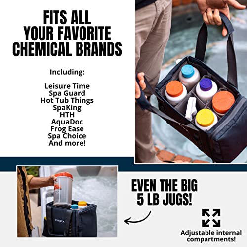 Hot Tub Chemical Bag (Black) | Hot Tub Storage For All Your Hot Tub Chemicals & Hot Tub Accessories | Holds All Major Chemical Brands and Essential Spa Accessories for Hot Tub