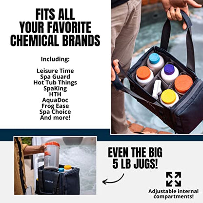 Hot Tub Chemical Bag (Black) | Hot Tub Storage For All Your Hot Tub Chemicals & Hot Tub Accessories | Holds All Major Chemical Brands and Essential Spa Accessories for Hot Tub