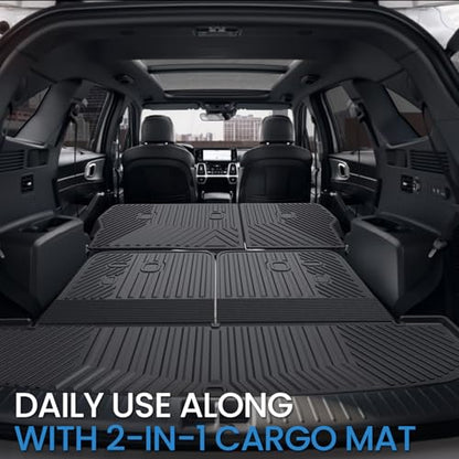 Backrest Mats Kick Mats for 2021-2024 2025 2026 Kia Sorento 7 Seats Bench Seat Car Mat Accessories, All Weather TPE Seat Back Cover Protector(2nd Row Kick Mats 7 Seats)