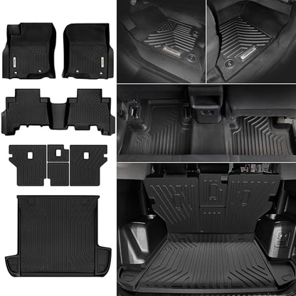 OEDRO Floor Mats Cargo Liner Fit for 2013-2024 Toyota 4Runner 5-Seater, Custom Fit TPE All Weather Floor Liners Trunk Mat with Backrest Mat for 4Runner Accessories, Car Mat Full Set, Black - style: 13-24 4Runner Full Set W/ Backrest Mat 5 Seats