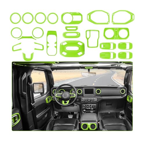 RT-TCZ for Wrangler JL Interior Trim Kit Compatible with Jeep Wrangler JL JLU Gladiator JT 2018-2023 Green Interior Accessories 23pcs - color: Green