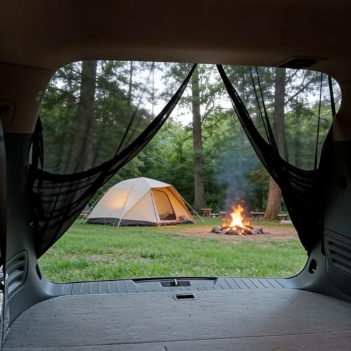 Car Tailgate Mesh Screen for SUV, CUV, MPV, Van, Ventilation Breathable and Anti-Mosquito Magnetic Mosquito Net Tailgate Essentials Car Camping Accessories - size: Half Wrap Tailgate Nets