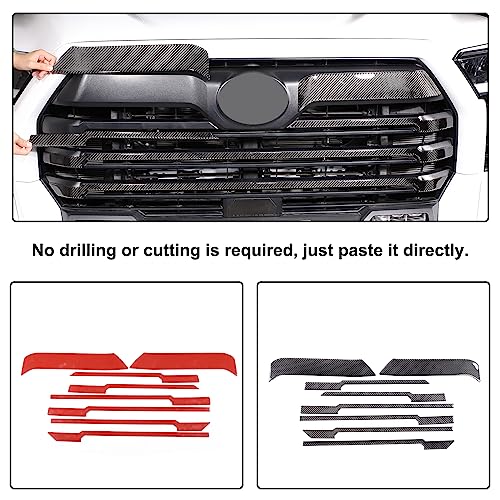 Aunginsy Car Front Bumper Grille Trim Sticker Compatible with Toyota Tundra 2022 2023 2024 Pickup Truck Real Carbon Fiber Material Decorative Sticker Protection Cover Interior Accessories - size: Front Bumper Grille Trim Sticker