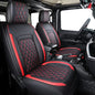 Jeep Wrangler JK JL 4-Door Seat Covers Full Set Custom Fit 2007-2026 Unlimited X Rubicon 392 Sahara Willys Sport High Altitude 4X4 Truck Pickup Waterproof Leather (Full Set/Black-R) - color: Full Set/BLACK-Red