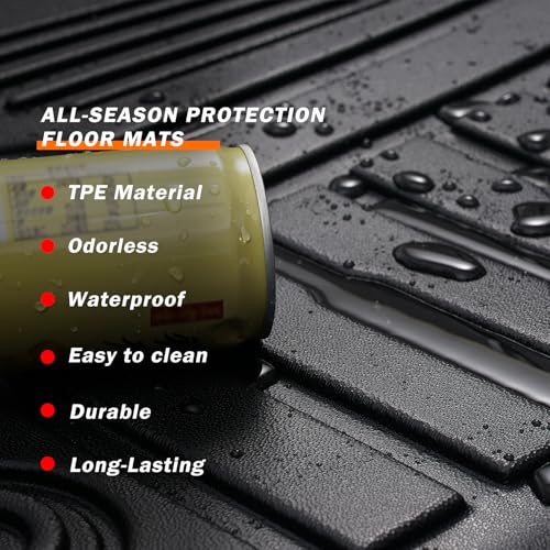 KUST Floor Mats for 2014-2020 Nissan Rogue Accessories, All Weather Car Mats Front Rear 2 Rows Liners TPE Rubber Raised Edge (Not for Sport and Select) - style: For │ Rogue 2014-2020 │ Floor Mats
