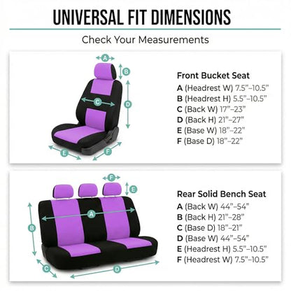 FH Group Car Seat Covers Full Set Cloth - Universal Fit Automotive Seat Covers, Low Back Front Seat Covers, Solid Back Seat Cover, Washable Car Seat Cover for SUV, Sedan and Van Purple - color: Purple, style: Seat Cover Full Set