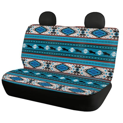 WELLFLYHOM Aztec Buffalo Rear Bench Seat Cover for Cars Truck SUV Universal Car Seat Covers Car Accessories Split Back Seat Backrest Protector Set of 2 Blue - color: Aztec Buffalo Blue
