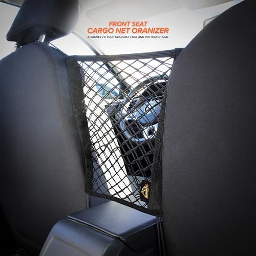 Armor All Front Seat Cargo Net Organizer, Super-Durable Expandable Nylon Material, Attaches to Headrest Post, Stretchable Net Car Organizer with Mesh Pocket, Universal Fit, Accessible Storage