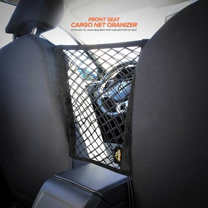 Armor All Front Seat Cargo Net Organizer, Super-Durable Expandable Nylon Material, Attaches to Headrest Post, Stretchable Net Car Organizer with Mesh Pocket, Universal Fit, Accessible Storage