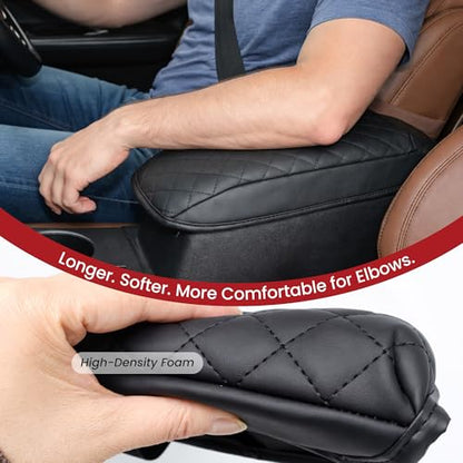 Car Center Console Armrest Cover for Ford Escape 2020-2025/Bronco Sport CX430 2021-2025, PU Leather, Middle Console Arm Rest Cushion Pad, Black - size: Bronco Sport CX430