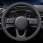 Carodi Latest Nappa Leather car Steering Wheel Cover, Stylish Non-Slip Leather car Interior 15 inches Universal（Black） - color: Black (red and blue lines)