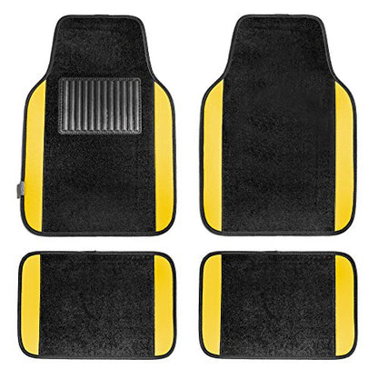 FH Group Universal Fit Premium Carpet Automotive Floor Mats Fits Most Cars, SUVs, and Trucks with Driver Heel Pad, Full Set Yellow - color: Yellow