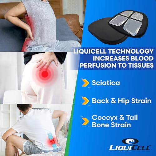 Original Seat Cushion - Liquicell Membrane Technology for Pressure Relief, Tailbone Pain, Sciatica, Hip & Lower Back Pain - Long Sitting on Car Seat, Office/Home Chair (18" W x 17" x 3") - size: 18W x 17 x 3