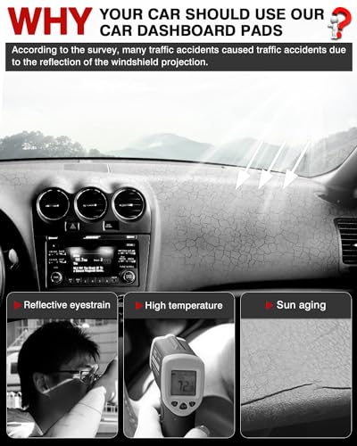 Autorder Dashboard Cover Mat Fit for 2007-2012 Nissan Altima Accessories Dash Cover Flannel Dash Mat Sunshade Glare UV Rays Protector - size: Black 2007-2012 Nissan Altima