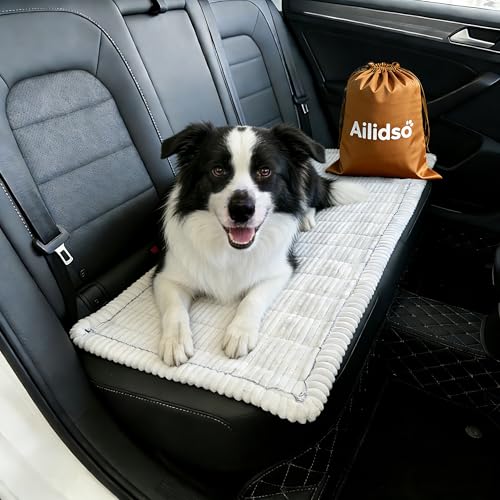 Dog Car Seat Cover, Pet Couch Covers for Car and Sofa, Non-Slip Backseat Pet Bed Mat, Machine Washable, Soft Plush Travel Seat Protector with Portable Storage Bag (White,23.6''×82'') - color: White, size: 23.6''×82''