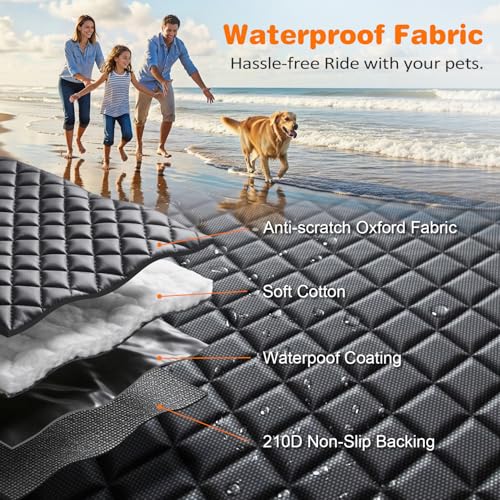 URPOWER 4 in 1 Dog Car Seat Cover for Back Seat, Waterproof Dog Hammock with Mesh Window and Side Flap Pet Car Seat Protector Dogs Backseat Cover for Full Size Trucks