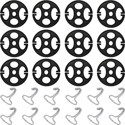 24 Pieces Car Seat Cover Plum Plate Metal Hook,12 Pcs Plastic Car Seat Covers Chucks,12 Pcs Metal Hooks Locking Clip Plastic Card Fixed Fastener Buckle for Seat Replacements Accessories(Black)