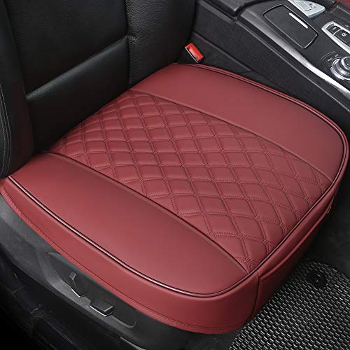 Black Panther 1 Pair PU Car Seat Covers, Front Seat Protectors Compatible with 95% Vehicles,Diamond Pattern Embroidery,Anti-Slip & Full Wrapping Edge (W 21.26''×D 20.86”) - Burgundy - color: Front Pair Burgundy