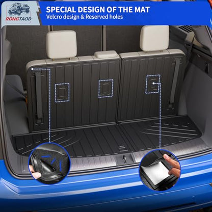 Rongtaod Cargo Mat Compatible with 2026 Hyundai Palisade Gas Trunk Mat Trunk Liner Cargo Liner Back Seat Cover Protector TPE All Weather Palisade Accessories (Trunk Mat with Backrest Mat) - color: 26,Trunk Mat with Backrest Mat