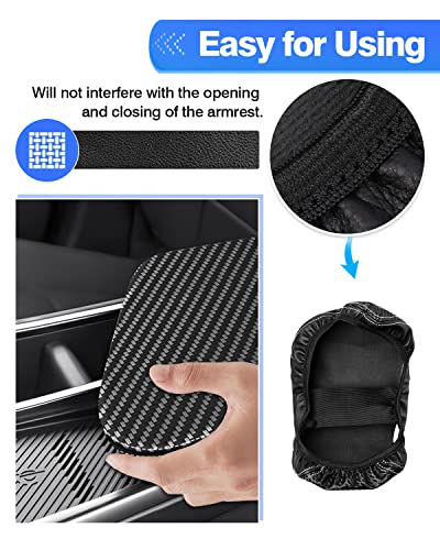 Autorder Center Console Cover for Kia EV6 2022-2026 Accessories Carbon Fiber Armrest Cover Anti-Scratch Middle Console Pad Leather Armrest Protector - size: 2022-2026 Kia EV6