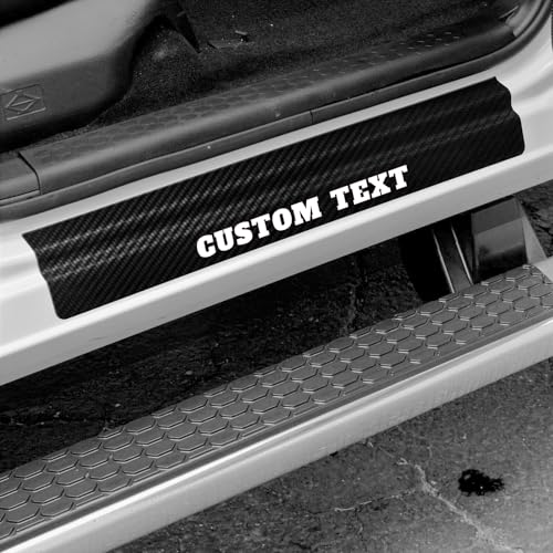 4 Pcs Custom Text Carbon Fiber Car Door Sill Scuff Plate Auto Door Entry Guard Scratch Shield for GMC Sierra 1500 Chevrolet Silverado 1500 Auto Accessories (Custom Text, 1500) - color: Custom Text, size: 1500