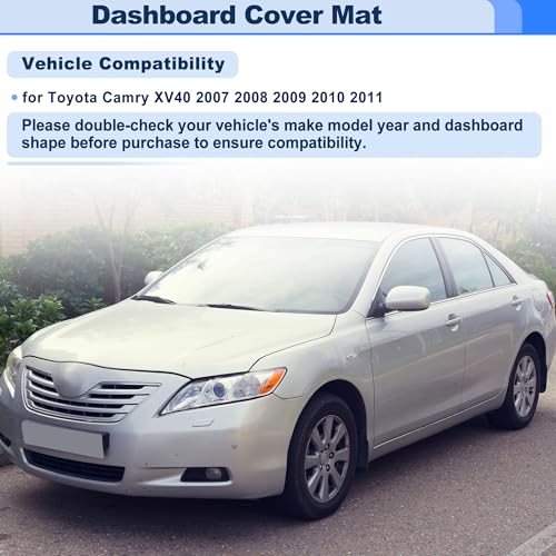 Leather Dashboard Cover for Toyota Camry XV40 2007 2008 2009 2010 2011 Interior Dash Cover Mat Pad Carpet Non-Slip Dashboard Protector Sunshine UV & Heat Resistant Black - style: for Toyota Camry XV40 2007-2011