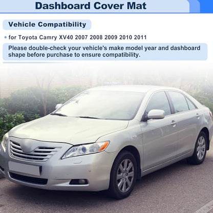 Leather Dashboard Cover for Toyota Camry XV40 2007 2008 2009 2010 2011 Interior Dash Cover Mat Pad Carpet Non-Slip Dashboard Protector Sunshine UV & Heat Resistant Black - style: for Toyota Camry XV40 2007-2011