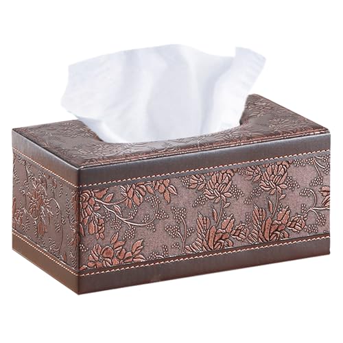 Leather Tissue Box Cover Rectangle,Tissues Box Holder Modern Rectangular Facial Paper Towels Organizer,Box Tissue Dispenser Decor Accessories for Bathroom NightStand Coffee Table Desk Home Office. - color: A Retro-embroidery
