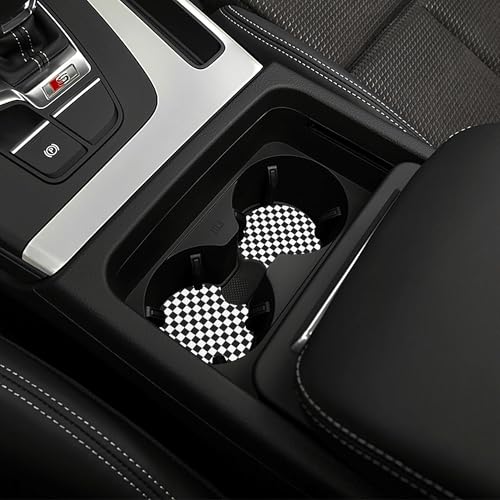 Checkered Steering Wheel Cover Checkered Black and White Steering Wheel Cover Checkereds Anti-Slip Breathable Universal for 14-15 Inch Car with 2 Pieces Car Coasters for Men Women - color: Checkered-Black and White