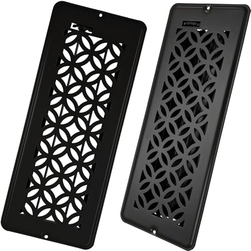 4x12 Floor Register, Floor Vent Cover, Air Vents, All Steel Heavy Duty Floor Register, Easy Adjustable Air Supply Lever, or Wall Vents (4" x12" Black, 2Pack) - color: 4 x12 Black 2Pack