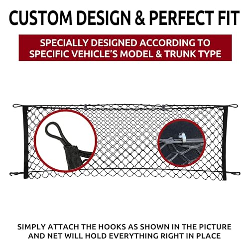 Envelope Style Trunk Mesh Cargo Net | for Toyota Highlander 2014-2026 Regular & Hybrid Car Accessories | Premium Trunk Organizers and Storage | SUV Truck Cargo Nets | Vehicle Carrier Organizer