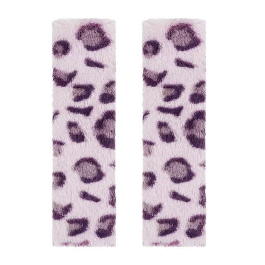 2 Pack Seat Belt Cover Pad, Cute Plush Leopard Print Seatbelt Covers Seatbelt Shoulder for More Comfortable Driving, Plush Fluffy Soft Seat Belt Cover, Car Interior Accessories, Purple - color: Purple