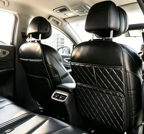 2 Pack Seat Back Protector, Kick Mats Back Seat Protector for Kids Feet Car Seat with Car Back Seat Organizer, Seat Back Protector Cover for Back of Front Seats - Protect against dirt and scuffs