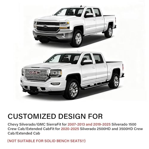 Coverado Chevy Silverado Seat Covers, Faux Leather Seat Covers Fit for Chevy Silverado GMC Sierra 2007-2025 1500, 2015-2025 2500HD 3500HD Crew Double Extended Cab (Front, Red) - color: Red, size: Front(2007-2025)